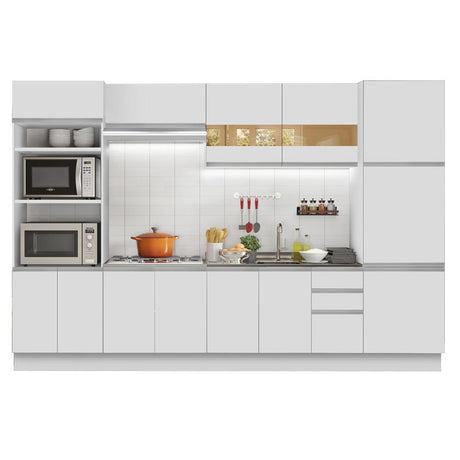 Cocina Integral Roma Blanco 330x225cm sin Mesón y sin Estufa - COCINAS | Bylmo