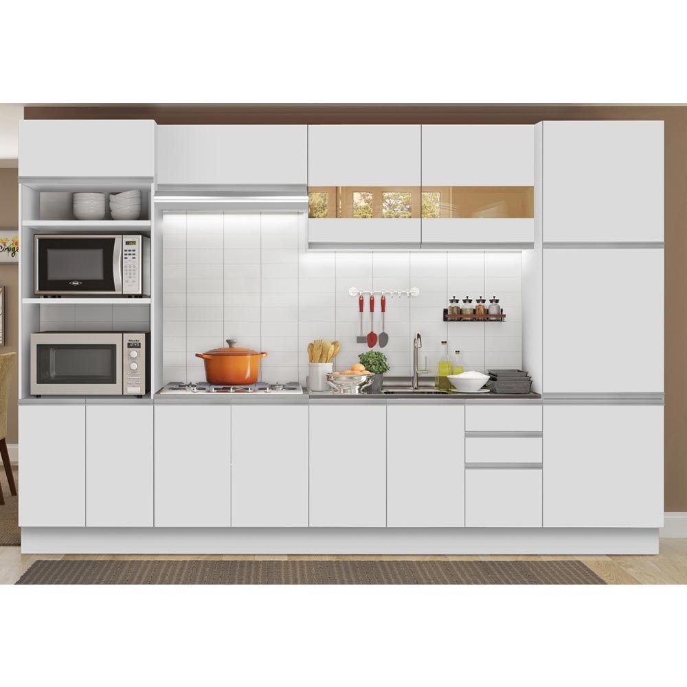 Cocina Integral Roma Blanco 330x225cm sin Mesón y sin Estufa - COCINAS | Bylmo