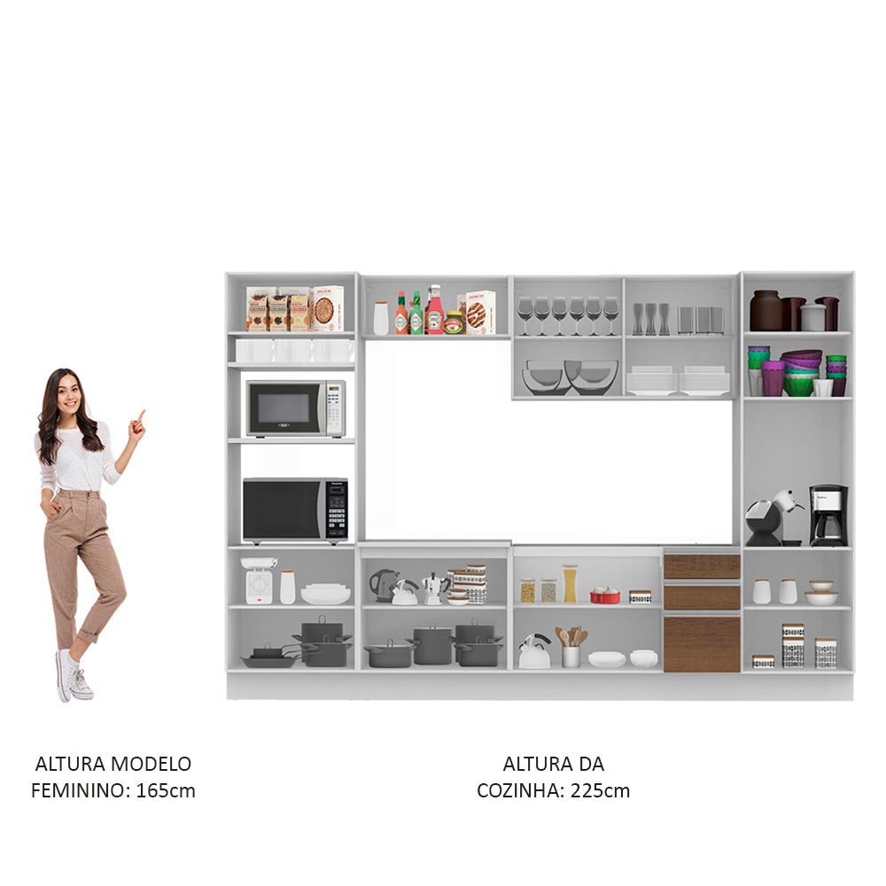 Cocina Integral Roma Marron 330x225cm sin Mesón y sin Estufa - COCINAS | Bylmo