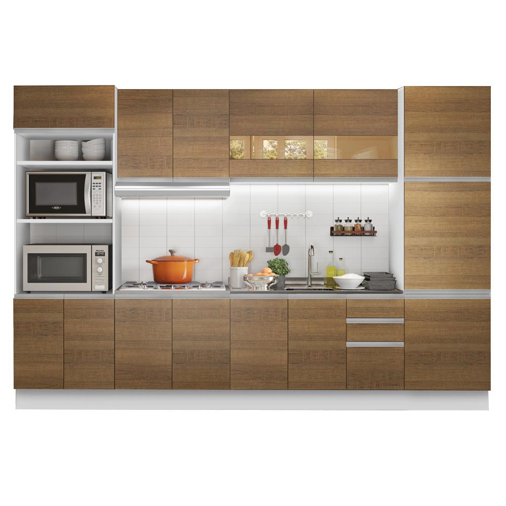 Cocina Integral Olimpia Marron 330x225cm sin Mesón y sin Estufa - COCINAS | Bylmo