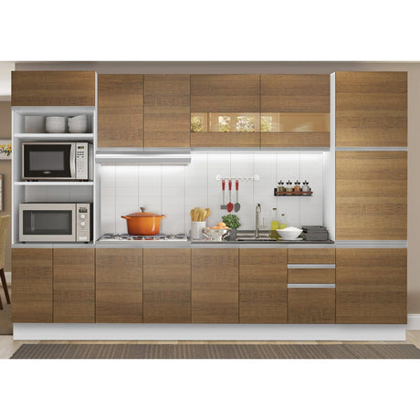 Cocina Integral Olimpia Marron 330x225cm sin Mesón y sin Estufa - COCINAS | Bylmo
