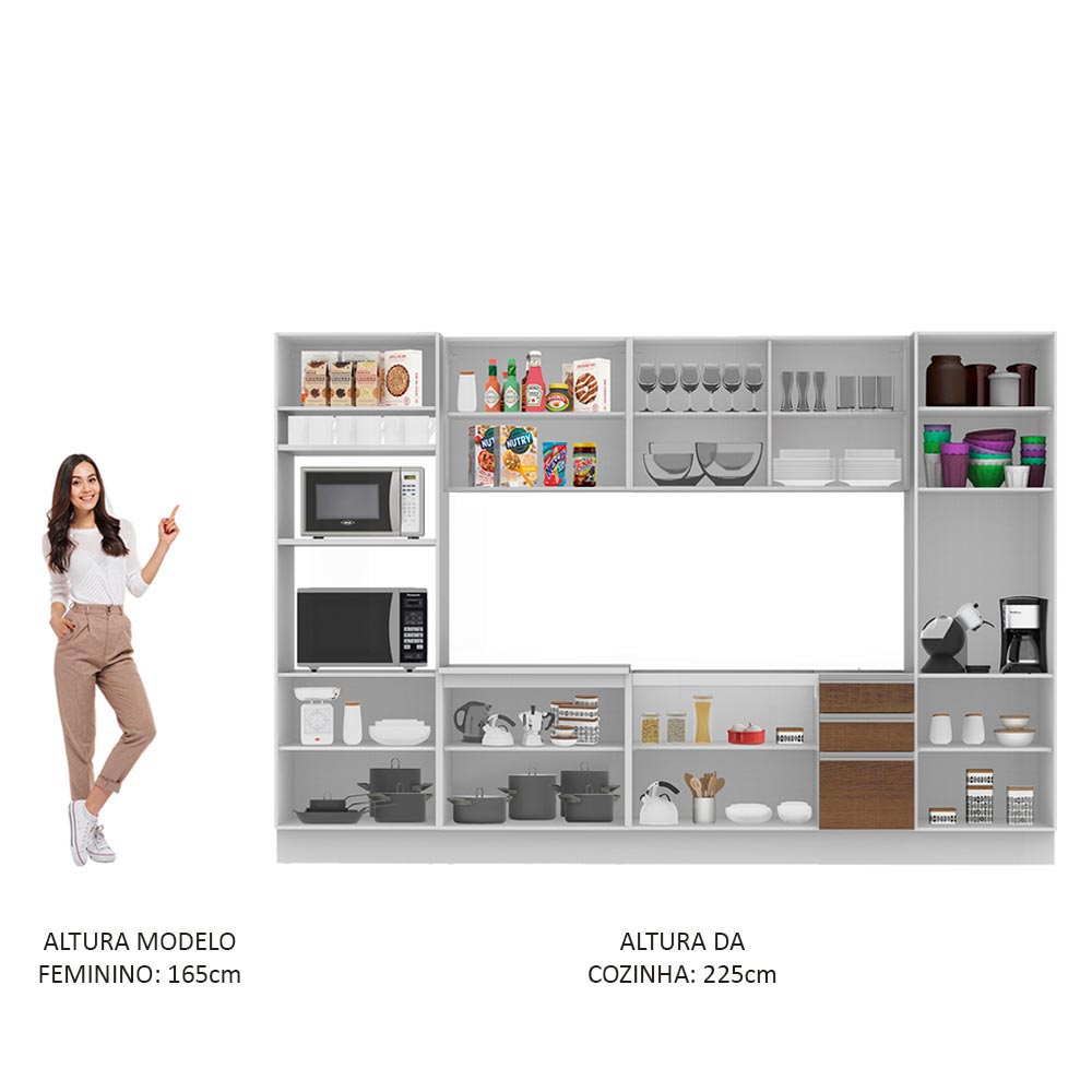 Cocina Integral Olimpia Marron 330x225cm sin Mesón y sin Estufa - COCINAS | Bylmo