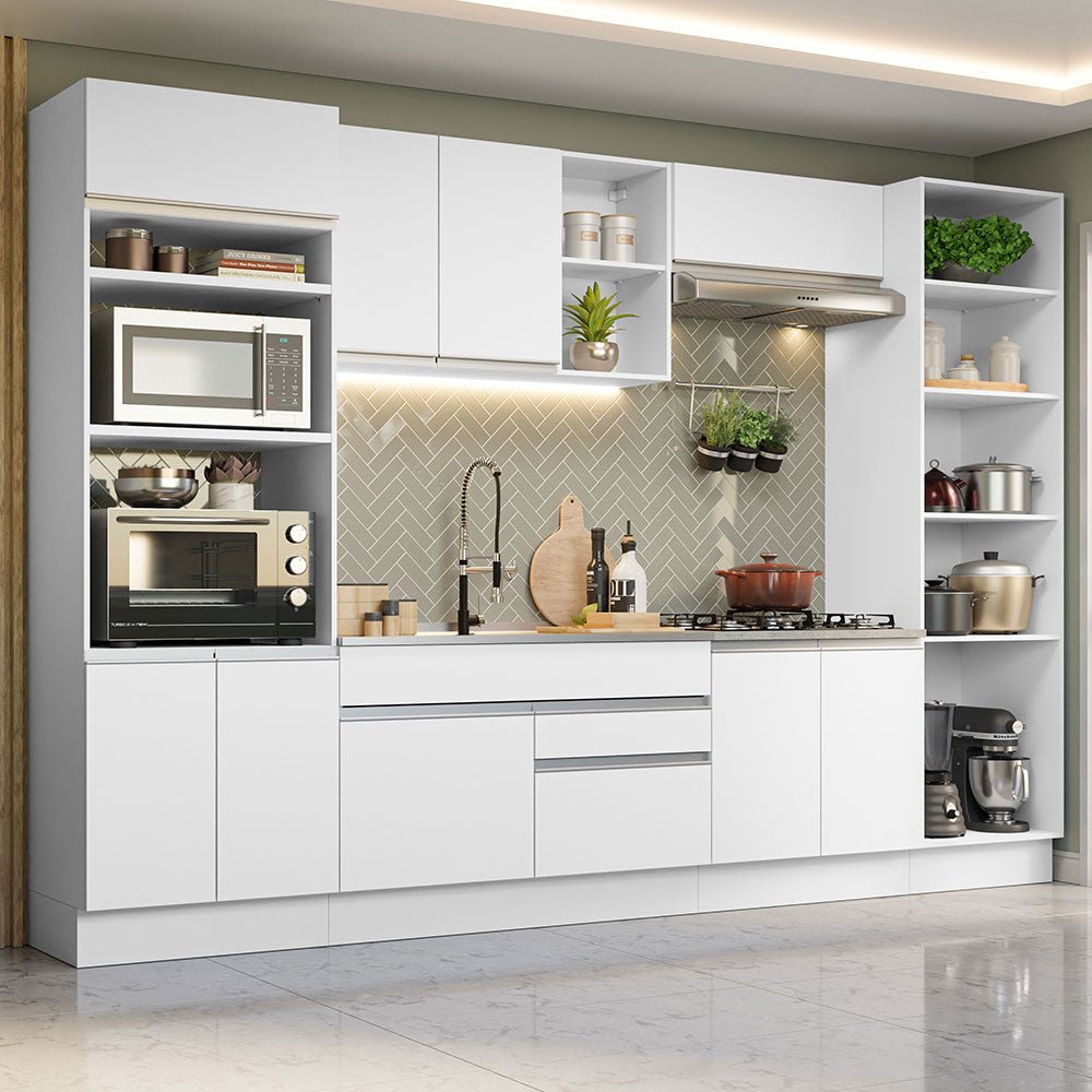 Cocina Integral Glamy Blanco 330x225cm sin Mesón y sin Estufa - COCINAS | Bylmo