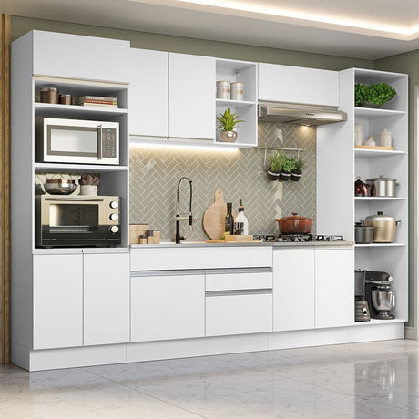 Cocina Integral Glamy Blanco 330x225cm sin Mesón y sin Estufa - COCINAS | Bylmo