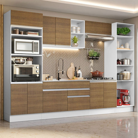 Cocina Integral Glamy Marron 330x225cm sin Mesón y sin Estufa - COCINAS | Bylmo