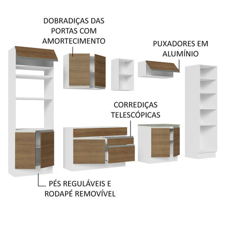 Cocina Integral Glamy Marron 330x225cm sin Mesón y sin Estufa - COCINAS | Bylmo