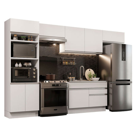 Cocina Integral Glamy Blanco 350x225cm sin Mesón y sin Estufa - COCINAS | Bylmo