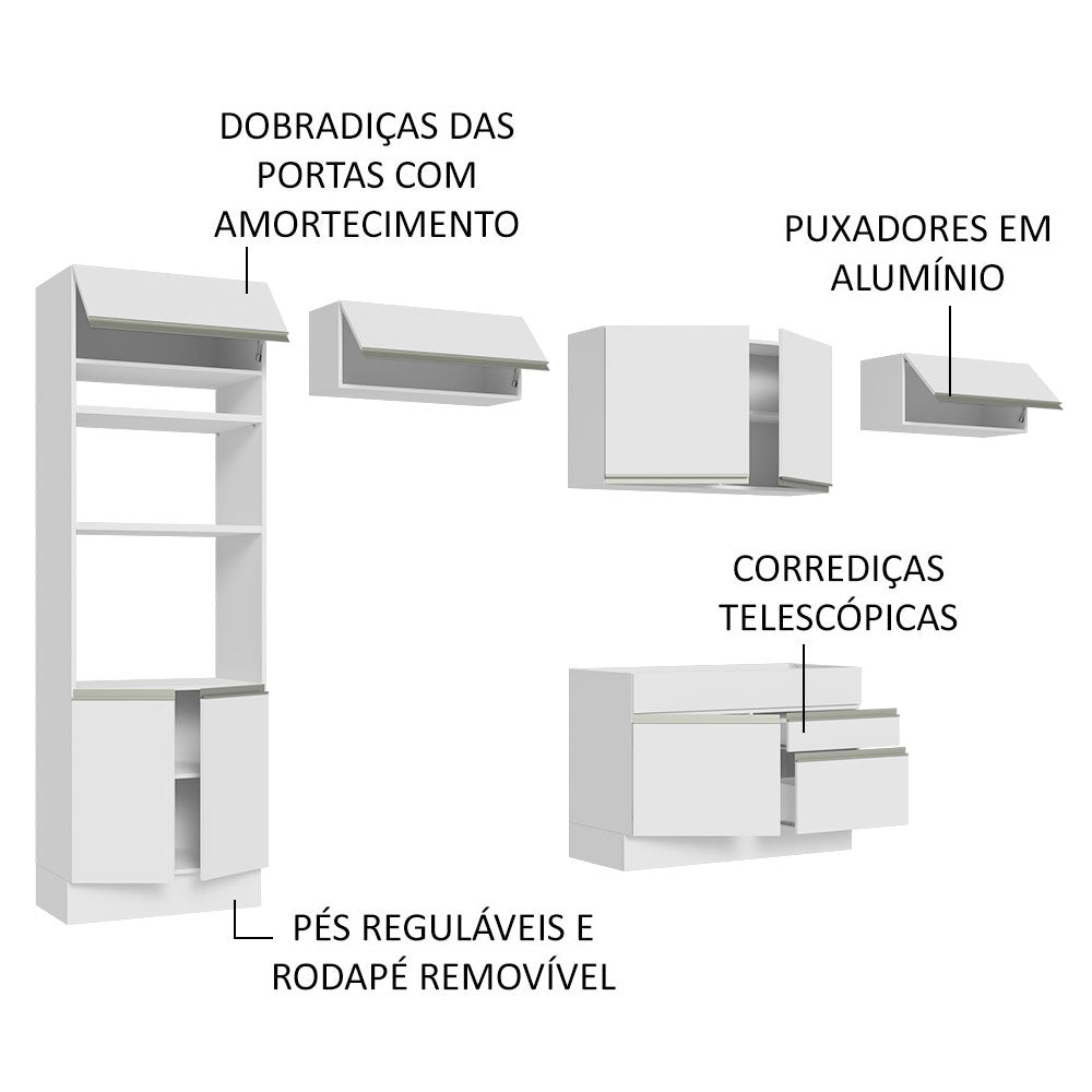 Cocina Integral Glamy Blanco 350x225cm sin Mesón y sin Estufa - COCINAS | Bylmo