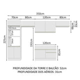 Cocina Integral Glamy Blanco 350x225cm sin Mesón y sin Estufa - COCINAS | Bylmo