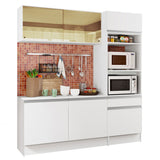 Cocina Integral Diamante Pop Blanco 180x210cm con Mesón de Madera y sin Estufa