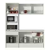 Cocina Integral Diamante Pop Blanco 180x210cm con Mesón de Madera y sin Estufa