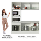 Cocina Integral Diamante Pop Blanco 180x210cm con Mesón de Madera y sin Estufa