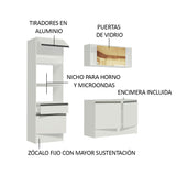 Cocina Integral Diamante Pop Blanco 180x210cm con Mesón de Madera y sin Estufa