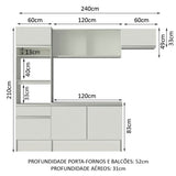 Cocina Integral Topazio Blanco 240x210cm con Mesón de Madera con 11 Entrepaños y sin Estufa - COCINAS | Bylmo