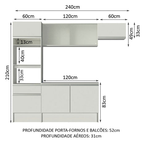 Cocina Integral Topazio Blanco 240x210cm con Mesón de Madera con 11 Entrepaños y sin Estufa - COCINAS | Bylmo