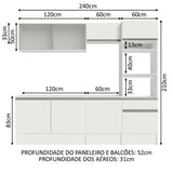 Cocina Integral Topazio Blanco 240x210cm con Mesón de Madera y sin Estufa - COCINAS | Bylmo