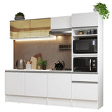Cocina Integral Diamante Blanco 240x210cm con Mesón de Madera y sin Estufa - COCINAS | Bylmo