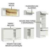 Cocina Integral Diamante Blanco 240x210cm con Mesón de Madera y sin Estufa - COCINAS | Bylmo
