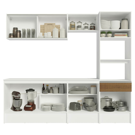 Cocina Integral Diamante Marron 240x210cm con Mesón de Madera y sin Estufa - COCINAS | Bylmo
