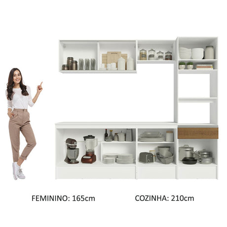 Cocina Integral Diamante Marron 240x210cm con Mesón de Madera y sin Estufa - COCINAS | Bylmo