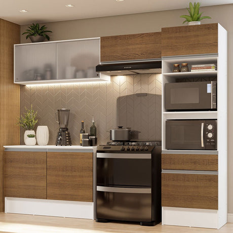 Cocina Integral Topazio Marron 260x210cm con Mesón de Madera y sin Estufa - COCINAS | Bylmo