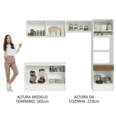 Cocina Integral Topazio Marron 260x210cm con Mesón de Madera y sin Estufa - COCINAS | Bylmo