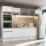 Cocina Integral Topazio Blanco 300x210cm con Mesón de Madera y sin Estufa - COCINAS | Bylmo