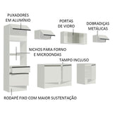 Cocina Integral Topazio Blanco 300x210cm con Mesón de Madera y sin Estufa - COCINAS | Bylmo
