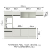Cocina Integral Topazio Blanco 300x210cm con Mesón de Madera y sin Estufa - COCINAS | Bylmo