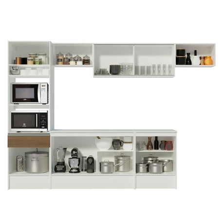 Cocina Integral Topazio Marron 300x210cm con Mesón de Madera y sin Estufa - COCINAS | Bylmo