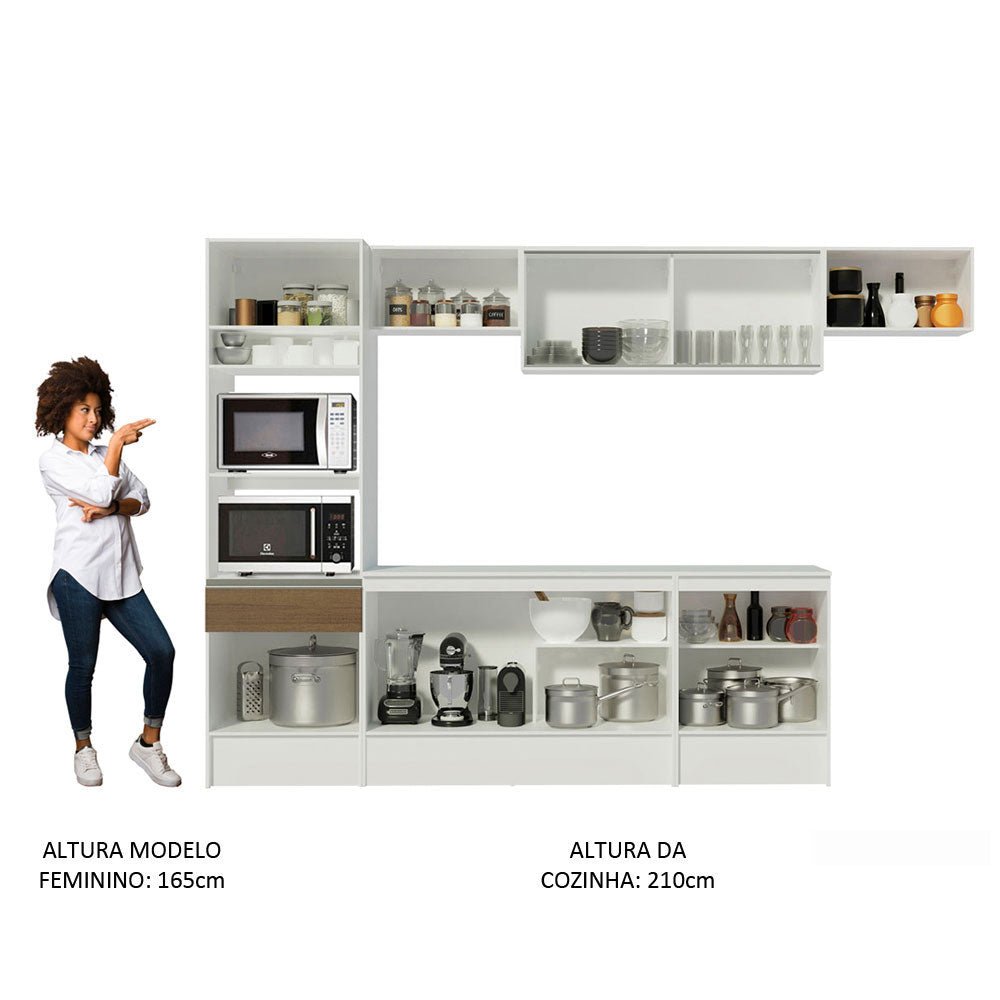 Cocina Integral Topazio Marron 300x210cm con Mesón de Madera y sin Estufa - COCINAS | Bylmo