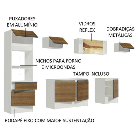 Cocina Integral Diamante Marron 300x210cm con Mesón de Madera y sin Estufa - COCINAS | Bylmo
