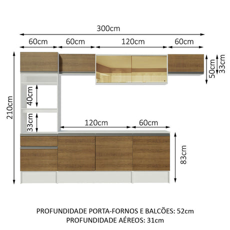 Cocina Integral Diamante Marron 300x210cm con Mesón de Madera y sin Estufa - COCINAS | Bylmo