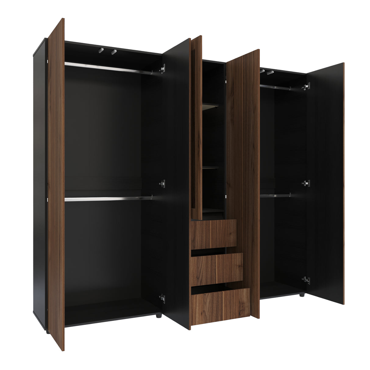 Closet Java Gales y Wengue 230x200cm con Tres Cajones y con Espejo - CLOSETS | Bylmo