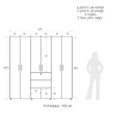 Closet Luanda Gales y Wengue 200x200cm con Dos Cajones - CLOSETS | Bylmo