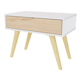 Mesa de Noche y de Centro Rigo Duna y Blanco 60x45cm con Patas y Un Cajón - MESAS DE NOCHE | Bylmo
