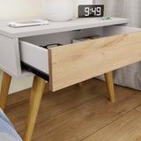 Mesa de Noche y de Centro Rigo Duna y Blanco 60x45cm con Patas y Un Cajón - MESAS DE NOCHE | Bylmo