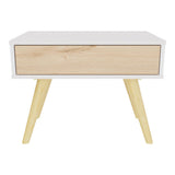 Mesa de Noche y de Centro Rigo Duna y Blanco 60x45cm con Patas y Un Cajón - MESAS DE NOCHE | Bylmo