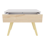 Mesa de Noche y de Centro Rigo Duna y Blanco 60x45cm con Patas y Un Cajón - MESAS DE NOCHE | Bylmo
