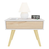 Mesa de Noche y de Centro Rigo Duna y Blanco 60x45cm con Patas y Un Cajón - MESAS DE NOCHE | Bylmo