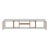 Mesa para TV Flotante Zafiro Blanco y Duna 160x35cm con Dos Cajones y para TV Hasta 65 Pulgadas - MUEBLES DE TV | Bylmo