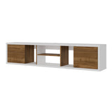 Mesa para TV Flotante Zafiro Blanco y Gales 160x35cm con Dos Cajones y para TV Hasta 65 Pulgadas - MUEBLES DE TV | Bylmo