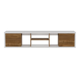 Mesa para TV Flotante Zafiro Blanco y Gales 160x35cm con Dos Cajones y para TV Hasta 65 Pulgadas - MUEBLES DE TV | Bylmo