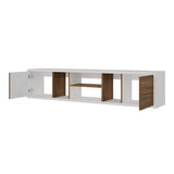 Mesa para TV Flotante Zafiro Blanco y Gales 160x35cm con Dos Cajones y para TV Hasta 65 Pulgadas - MUEBLES DE TV | Bylmo