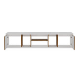 Mesa para TV Flotante Zafiro Blanco y Gales 160x35cm con Dos Cajones y para TV Hasta 65 Pulgadas - MUEBLES DE TV | Bylmo