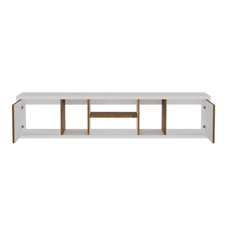Mesa para TV Flotante Zafiro Blanco y Gales 160x35cm con Dos Cajones y para TV Hasta 65 Pulgadas - MUEBLES DE TV | Bylmo