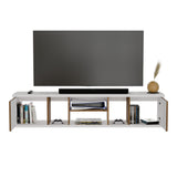 Mesa para TV Flotante Zafiro Blanco y Gales 160x35cm con Dos Cajones y para TV Hasta 65 Pulgadas - MUEBLES DE TV | Bylmo