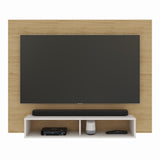 Panel de TV Flotante Rovere y Blanco 150x118cm con Dos Cajones y para TV Hasta 65 Pulgadas - MUEBLES DE TV | Bylmo