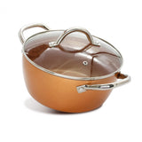 Olla Alta Cobre 23x15cm De 2.5 Litros Apta para Inducción con Mango de Acero Inoxidable - OLLAS Y SARTENES | Bylmo