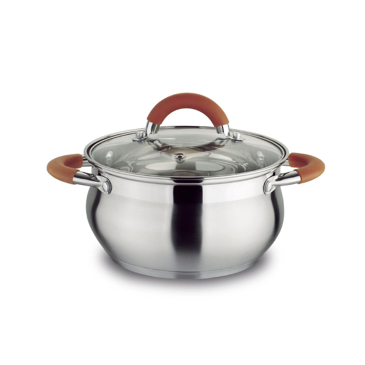 Olla Alta Plateado y Cobre 19.5x17.5cm De 2.5 Litros Apta para Inducción con Mango de Silicona - OLLAS Y SARTENES | Bylmo